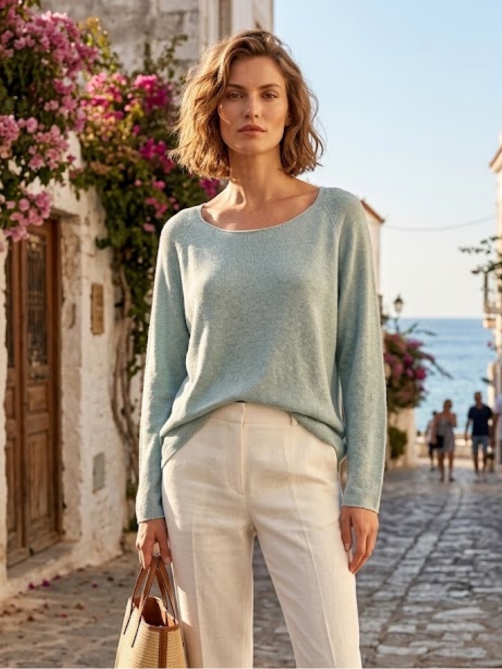 Lou Grey cotton light knit pullover scoop neck sweater